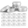 Round Silver Aluminum Metal Tin Storage Jar Containers with Secure Screw Top Lids for Cosmetic, Lip Balm,DIY Salves, Candles,pill, Skin Care and tea, 24pcs