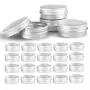 Silberner Aluminium Metall Tin Behälter mit sicheren Schraubverschlüssen für Kosmetik, Lippenpflege, DIY-Salben, Kerzen, Pillennahbox, Hautpflege und Tee, 24 Stück
