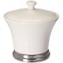 nu steel SH1H Sag Harbor Collection Q tip Holder, Bathroom Vanity Storage Organiser, Canister, Apothecary Jar for Cotton Swabs, Ceramic with White Finish, Chrome Trim