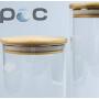 HOMILY Medium Round Shape Glass Food Storage Jar Set with Airtight Bamboo Lid Seal (1pcs, size M)