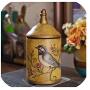 Vintage Ceramic Kitchen Canister Jars Storage Bottles Retro Tea Candy Tin Sugar Pot Organizer Painted Storage Jar Cans Cooking,Yellow