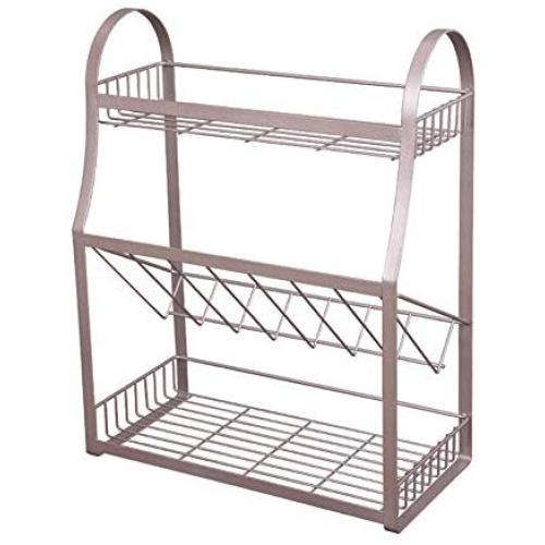 Metal Spice Rack Spice Jars Bottle Holder Storage Organiser Shelf Rack for 3Tier Kitchen Pantry, Cabinet, Counter Top Or Free Standing,a