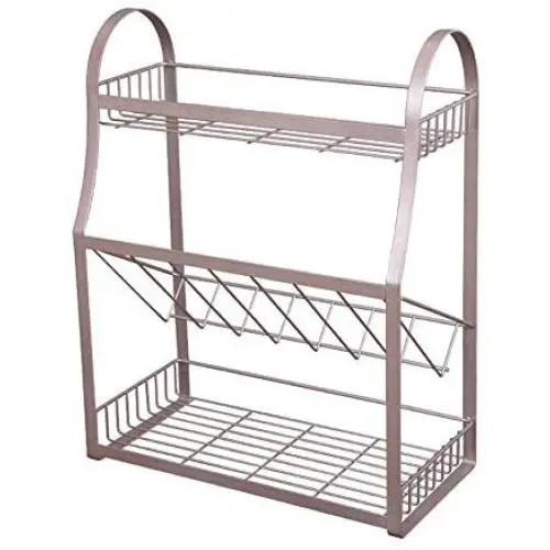 Metal Spice Rack Spice Jars Bottle Holder Storage Organiser Shelf Rack for 3Tier Kitchen Pantry, Cabinet, Counter Top Or Free Standing,a Metal Spice Rack Spice Jars Bottle Holder Storage Organiser Shelf Rack for 3Tier Kitchen Pantry, Cabinet, Counter Top Or Free Standing,a
