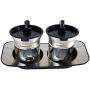 Glass Spice Bottle Spice Jar with Stainless Steel Spoon Kitchen Supplies Seasoning Box Glass Spice Jar Sugar Jar Kitchen Storage Bottle & Tray
