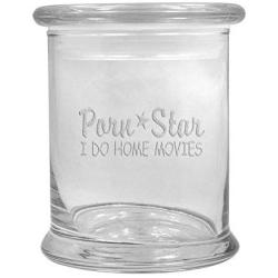 12 oz Clear Glass storage Herb Stash Jar and Lid with Porn Star Logo