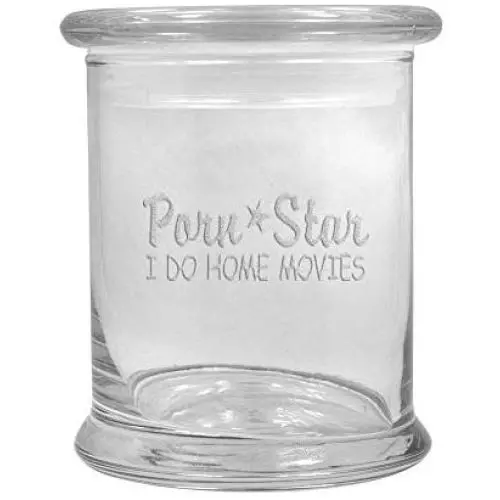 12 oz Clear Glass storage Herb Stash Jar and Lid with Porn Star Logo