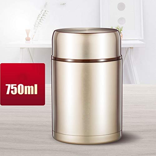 Thermos Food Jar Thermos Stainless Food Flask 750ml Gold,Leakproof Vacuum Insulated Food Containers Lunch Box (Size : No Bag)