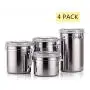 NAVND 4-Piece Stainless Steel Sealed Canister Kitchen Storage Tank, Coffee Beans, Milk Powder, Tea, Dried Fruit, Multi-Function Sealed Can With Transparent Cover,28 oz,40 oz,49 oz,67 oz. NAVND 4-Piece Stainless Steel Sealed Canister Kitchen Storage Tank, Coffee Beans, Milk Powder, Tea, Dried Fruit, Multi-Function Sealed Can With Transparent Cover,28 oz,40 oz,49 oz,67 oz.