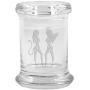 Clear Glass Herb Stash Jar with Lid 2.75 oz with Angel And Devil Silhouette from Smoke Promos