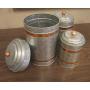 Well Pack Box Galvanized Canisters Farmhouse Rustic Metal Set of 3 Flour Sugar Container Canister Kitchen Double Copper Band, 6 Liter, 3 Liter, and 2 Liter