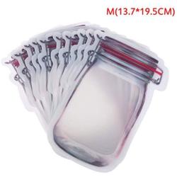 Kayueti 10Pcs Jar Shape Zipper Food Storage Bags for Snack&Sandwich, Ziplock Bag Reusable Leakproof