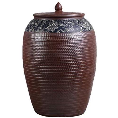 European Food Storage Containers Airtight with Lids Large Cereal Dispenser Flour Containers Jars Ceramic Porcelain,Kitchen Decor,Pantry Organization and Storage for Snacks Sugar Coffee 10L Pink/Brown