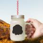 Hot Pink Welsh Springer Spaniel Silhouette Frosted Glass Mason Jar With Straw