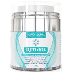 Nuva Skin Retinol Cream Moisturizer for Face and Eye Area - With Retinol, Hyaluronic Acid & Vitamin E - Anti Aging Treatment Reduces Wrinkles & Fine Lines – Gentle Day and Night Serum, 1.7 Fl Oz