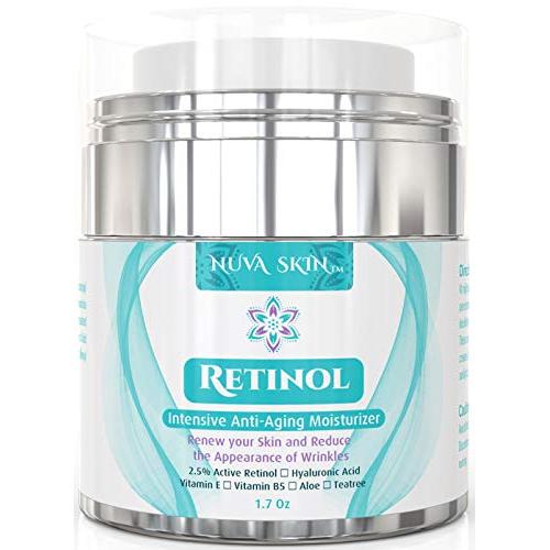 Nuva Skin Retinol Cream Moisturizer for Face and Eye Area - With Retinol, Hyaluronic Acid & Vitamin E - Anti Aging Treatment Reduces Wrinkles & Fine Lines – Gentle Day and Night Serum, 1.7 Fl Oz