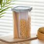 Flurries ???? Transparent Plastic Airtight Food Storage Container Four Compartments with Internal Divider - Clear Kitchen Pantry Canister Box Can Jar Keeper Saver Organizer - Portable Dispenser (Gray)