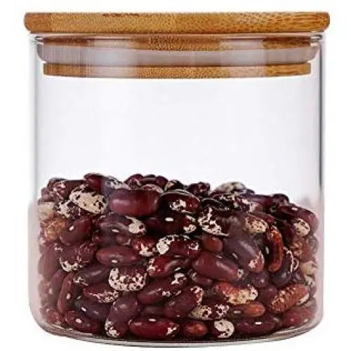 Dichtungsglasbehälter für Lebensmittel, Packung mit 2, durchsichtige Borosilikatglasbehälter mit Bambus-Holzdichtung, ideal für Tee, Packung mit 2 (550ml, Packung mit 2)