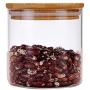 Bocal de Conservation Alimentaire Transparent pour Cuisine, Lot de 2, Bouchon en Bambou et Bois (550ml, Lot de 2)
