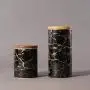 Food Storage Jar, Ceramic Kitchen Canisters with Airtight Seal Bamboo Lid, Food Storage Canister for Tea, Coffee Bean, Spice, Sugar, Flour (98x128mm)