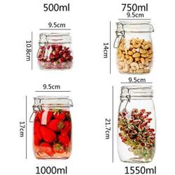 Sealed jar glass Transparent Moisture proof Household Glass bottle storage jar Storage tank Storage bottle Multiple sizes (Size : H)
