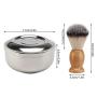 Shaving Cup and Brush Set with Mirror, Segbeauty Beard Shaving Cream Kit, Mirrored Stainless Steel Cream Bowl and Nylon Bristles Natural Crude Wood Handle Brush for Men, Traditional Wet Shaving Set