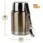 Isolierbehälter & Essbehälter mit Klapplöffel (473 ml) - Edelstahl Food Jar für heiße und kalte Speisen | Suppen, Kaffee, Wasser, Flüssigkeiten | Luftdicht, Dicht