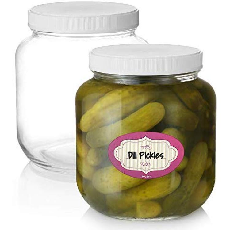 Stock Your Home 64 Oz Glass Jar with Plastic Airtight Lid (2 Pack) - Half  Gallon Glass