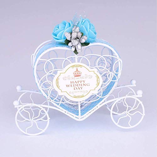 NiuChong Carriage Designed Hollow Candy Box Packing Wedding Party Favour Birthday Gift Love it Blue 2 pcs