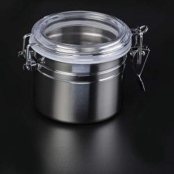 YUXITIA Stainless Steel Cafe Canister with Clear Arylic Lid & Locking Clamp