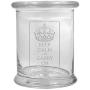 12 oz Clear Glass storage Herb Stash Jar and Lid with Keep Calm and Carry On Logo