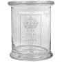 Bocal de stockage d'herbes 12 oz en verre transparent avec couvercle et logo « Keep Calm and Carry On » Bocal de stockage d'herbes 12 oz en verre transparent avec couvercle et logo « Keep Calm and Carry On »