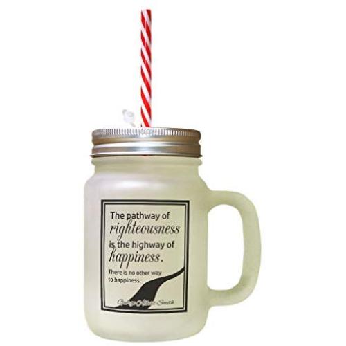 Black Pathway Righteousness Highway Happiness Frosted Glass Mason Jar With Straw