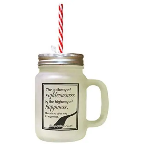 Black Pathway Righteousness Highway Happiness Frosted Glass Mason Jar With Straw Black Pathway Righteousness Highway Happiness Frosted Glass Mason Jar With Straw