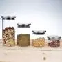 Bouteilles en verre Borosilica avec couvercle en acier inoxydable pour le stockage à domicile, contenants, ustensiles de cuisine, épices, bulk, bonbons. Bouteilles en verre Borosilica avec couvercle en acier inoxydable pour le stockage à domicile, contenants, ustensiles de cuisine, épices, bulk, bonbons.
