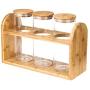 UPKOCH 3pcs Glass Jar with Airtight Seal Wood Lid Clear Candy Jar with Rack Food Storage Canister for Serving Tea Coffee Spice Sugar Salt