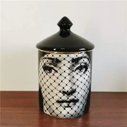 Kerzenhalter X-CRAFT New Fornasetti Kerzenleuchter Haushaltsdeko Exquisite Keramik Zuckerwerk Schmuckbehälter Blumentopf Haushaltsdeko
