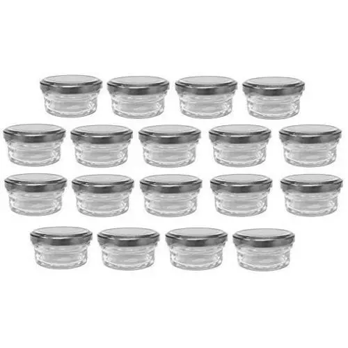 Bocal en verre Mason de 21 pièces de 2 oz avec couvercles argentés.