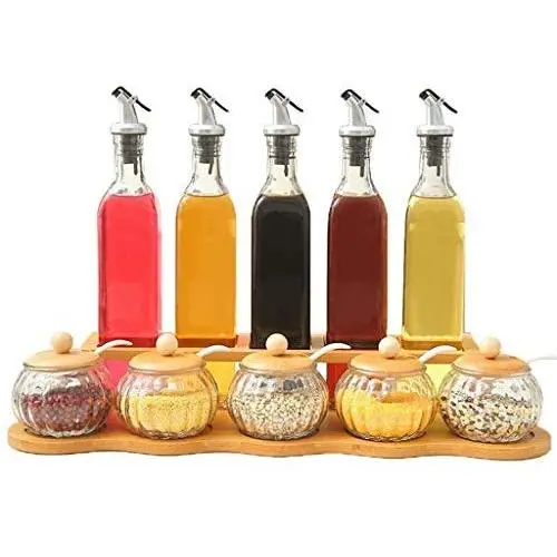 Bouteille et pot à épices, boîte de rangement pour condiments, ensemble distributeur d'huile et de vinaigre, boîte de rangement pour épices de cuisine.
