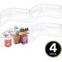 mDesign Plastic Kitchen Cabinet Lazy Susan Food Storage Organizer Raised Shelf Tray - 2 Tier, Pie-Shaped, 1/4 Wedge, Organize Soup Cans, Pasta, Tea, Coffee, Spices, Jars, Bottles - 4 Pack - Clear