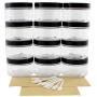 Slime Jars With Lids - 4oz Clear Plastic Jars with Labels & Spatulas & Lids (12-Pack); Straight Sided PET Low Profile BPA-Free Containers Great for Cosmetics, Kitchen, Gifts & Travel (12-Pack, Clear)