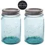 Ball Mason Jars 16 oz Regular Mouth Turquoise Colored Glass Bundle with Non Slip Jar Opener- Set of 2 Pint Size Mason Jars - Canning Glass Jars with Lids