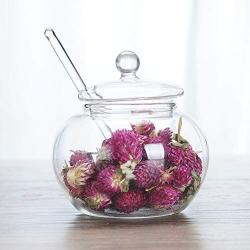 Hemoton Glass Sugar Dispenser,Sugar Container with Lid and Spoon,Transparent Jars Spice Jars Storage Container for Kitchen(350ml)