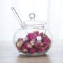 Hemoton Glass Sugar Dispenser,Sugar Container with Lid and Spoon,Transparent Jars Spice Jars Storage Container for Kitchen(350ml)
