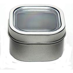 Bravada Square Spice & Food Storage Tins BPA Free Clear Window Secure Lid … 2/3 cup, Set of 6