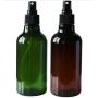 2PCS 250ML/8oz Round PET Spray Bottle with Black Sprayer-Makeup Cosmetic Bath Shower Toiletries Liquid Perfume Hair Conditioner Storage Containers (Brown)