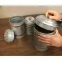 Well Pack Box Galvanized Canisters Farmhouse Rustic Metal Set of 3 Flour Sugar Container Canister Kitchen Double Copper Band, 6 Liter, 3 Liter, and 2 Liter