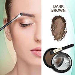 Eyebrow Powder Dark Brown - Natural Fill-in Eyebrow Makeup - Brow Powder Water Resistant Includes Small Brush