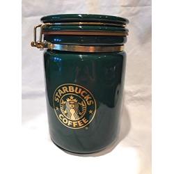 Starbucks Green and Gold Ceramic Container Canister 8"