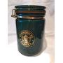 Starbucks Green and Gold Ceramic Container Canister 8"