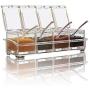 V-Resourcing Clear Seasoning Box, 4 Pieces Clear Seasoning Storage Container for Spice Salt Sugar Cruet,Condiment Jars with Spoons